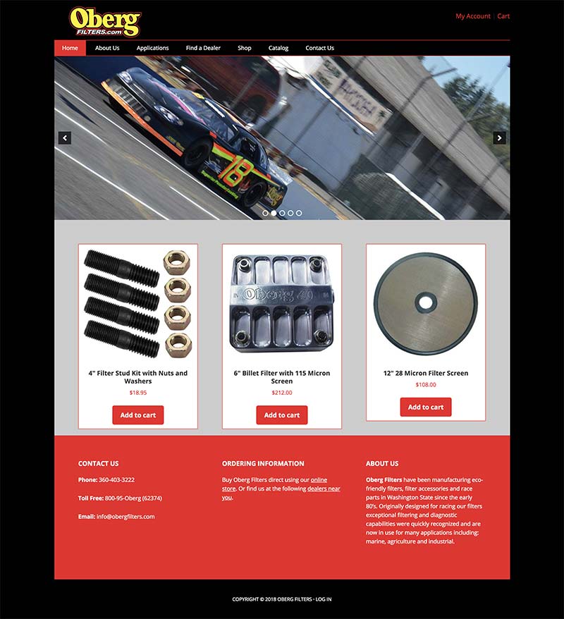 Oberg Filters website redesign